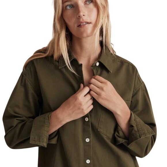 Madewell NWOT Mini Shirt Dress In Loden 2023 Pockets Size M - Picture 6 of 11